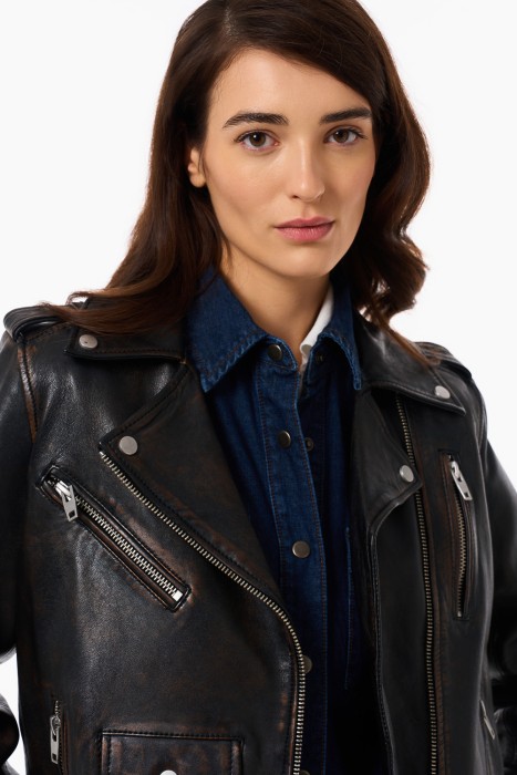 косуха из натуральной кожи из россии вид сбоку