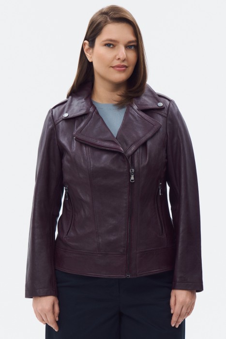 косуха из натуральной кожи от бренда снежная королева вид слева