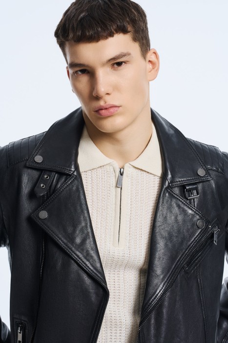 косуха из натуральной кожи из россии вид сбоку