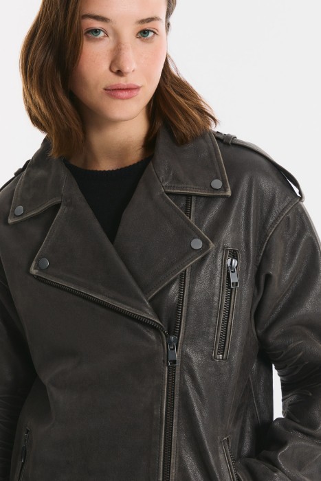 косуха из натуральной кожи из россии вид сбоку