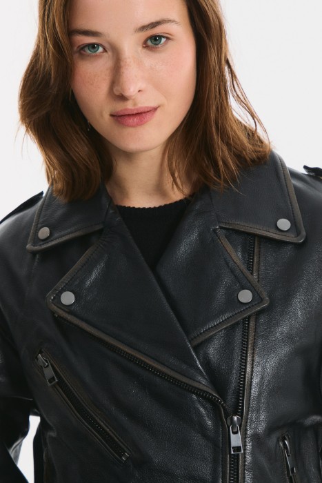 косуха из натуральной кожи из россии вид сбоку