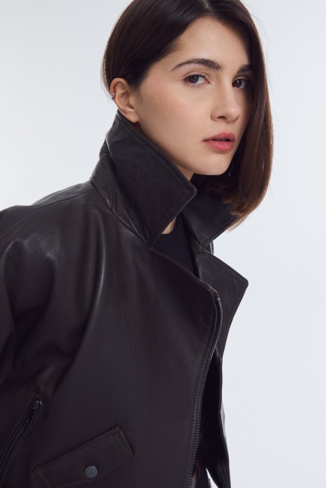 косуха из натуральной кожи из россии вид сбоку