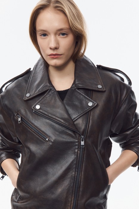 косуха из натуральной кожи из россии вид сбоку