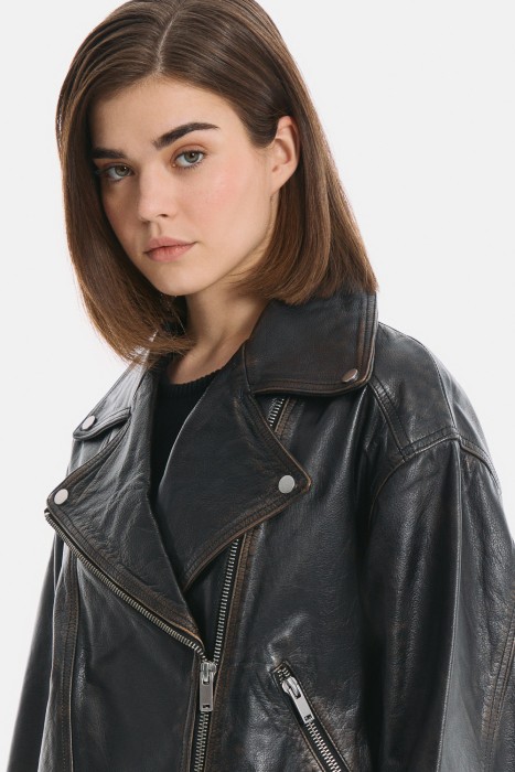 косуха из натуральной кожи из россии вид сбоку