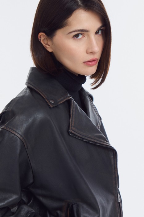 косуха из натуральной кожи из россии вид сбоку