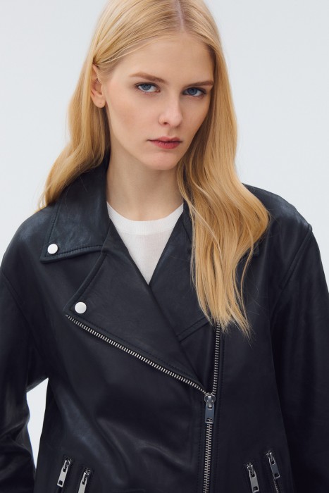 косуха из натуральной кожи из россии вид сбоку