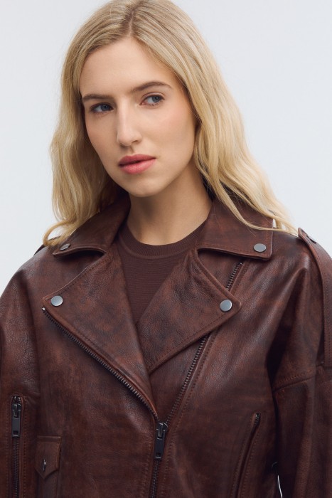 косуха из натуральной кожи из россии вид сбоку