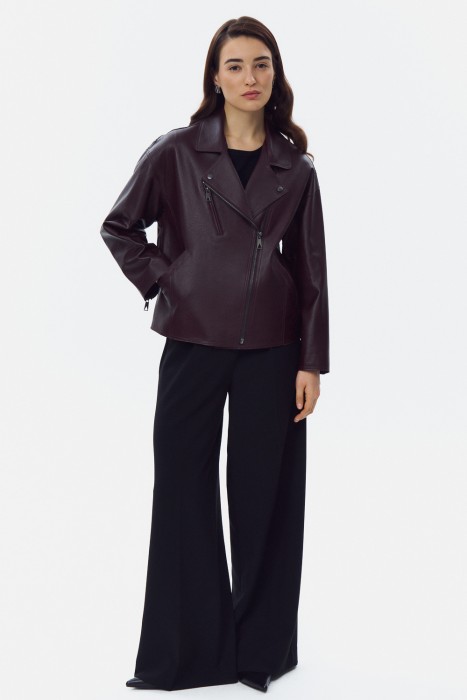 косуха из натуральной кожи от бренда снежная королева вид слева