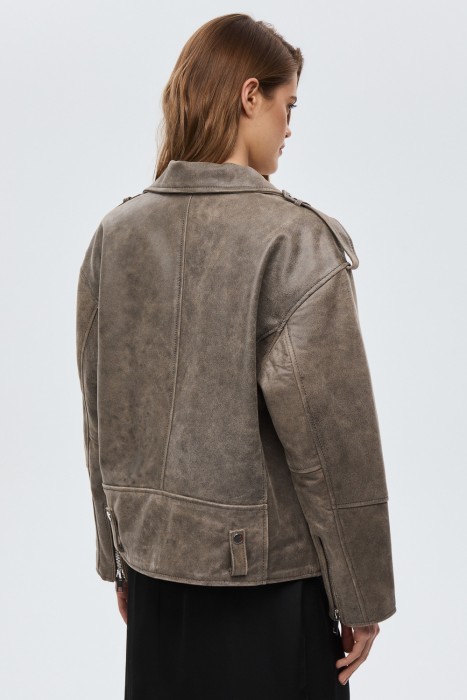 косуха из натуральной кожи из россии вид сбоку