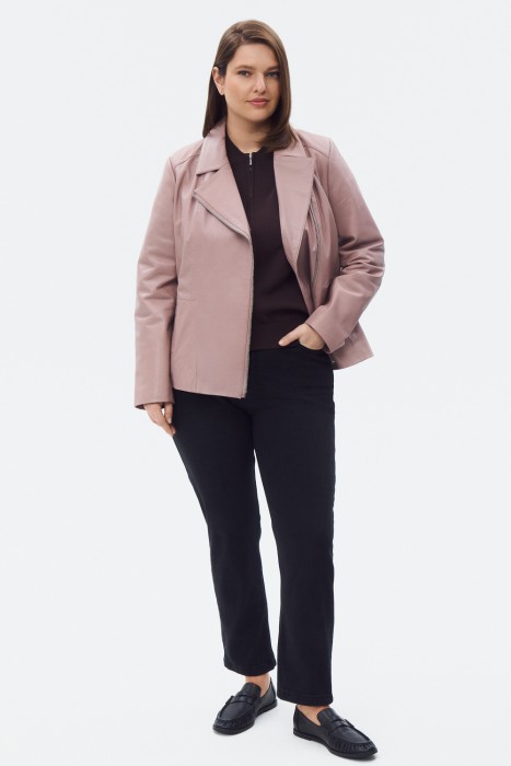 косуха из натуральной кожи от бренда снежная королева вид слева