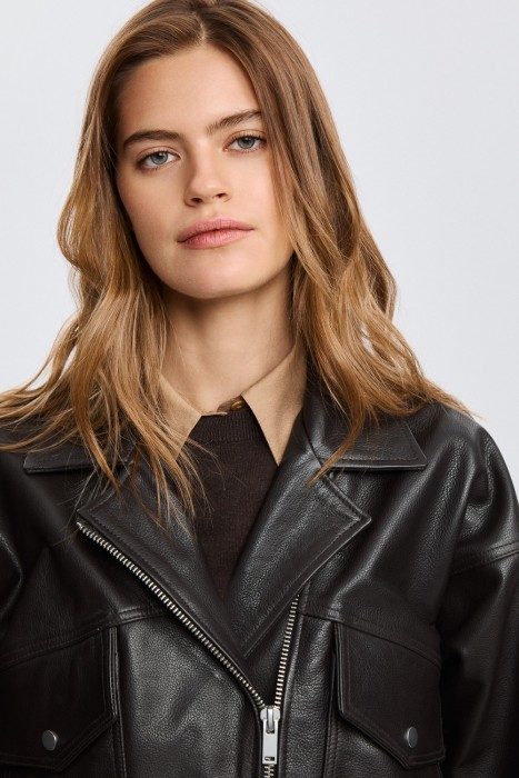 косуха из натуральной кожи из россии вид сбоку