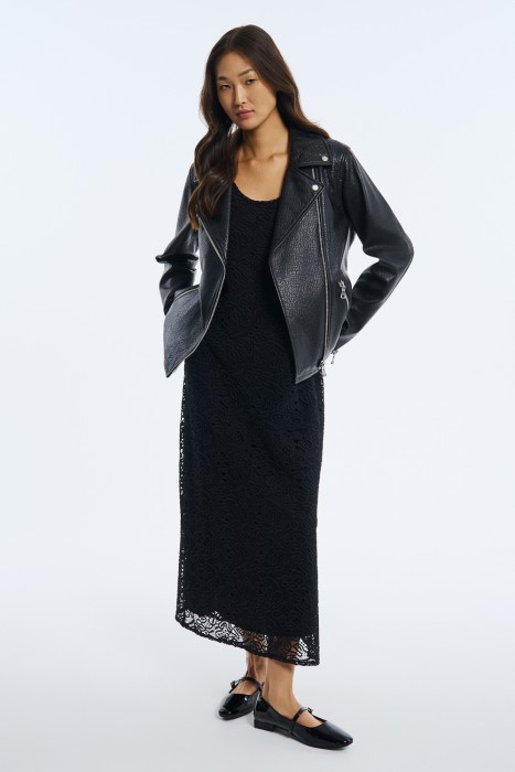 косуха из натуральной кожи от бренда снежная королева вид слева