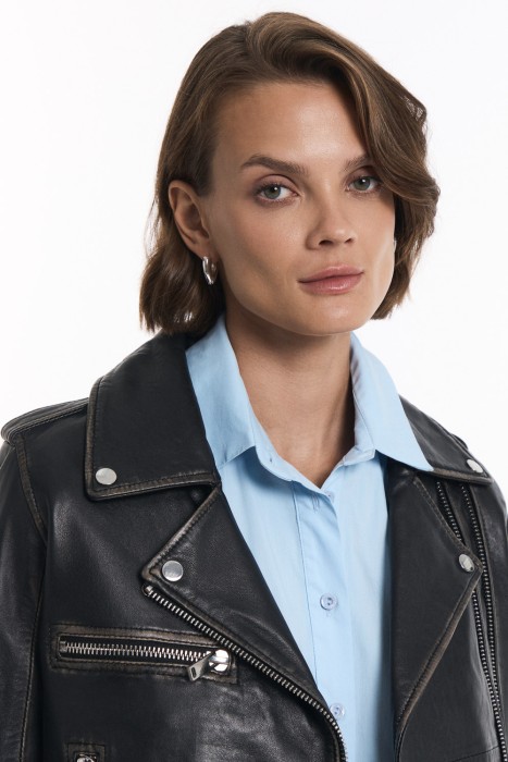 косуха из натуральной кожи из россии вид сбоку