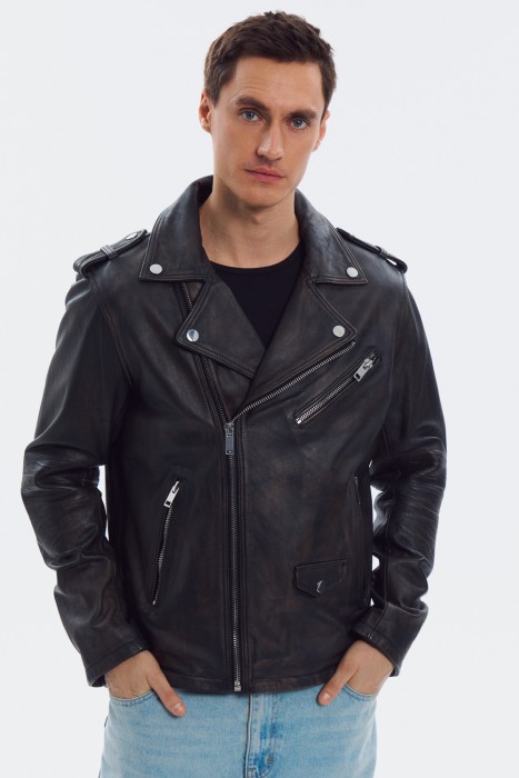 косуха из натуральной кожи из россии вид сбоку