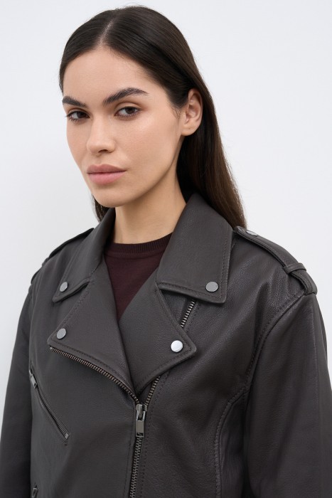 косуха из натуральной кожи из россии вид сбоку