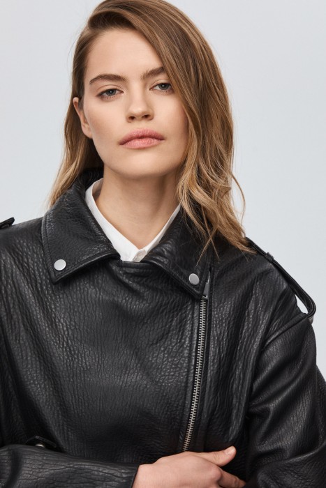 косуха из натуральной кожи из россии вид сбоку