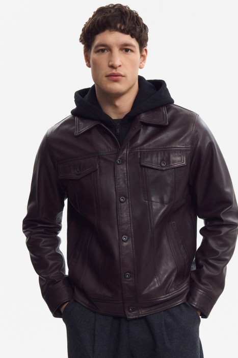кожаная куртка с капюшоном 803209003 фотография