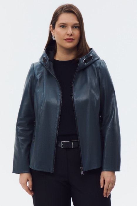 кожаная куртка с капюшоном 773297003 фотография