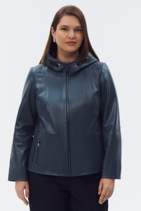 кожаная куртка с капюшоном по цене 21490 руб вид справа