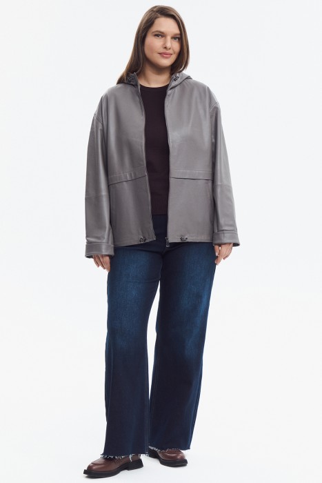 кожаная куртка с капюшоном 802533003 фотография