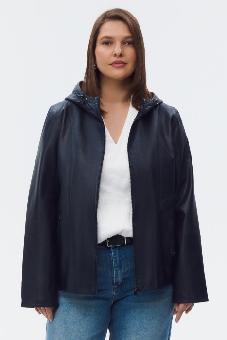 кожаная куртка с капюшоном 802567003 фотография