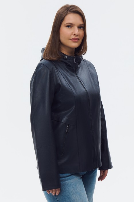 кожаная куртка с капюшоном по цене 20150 руб вид справа