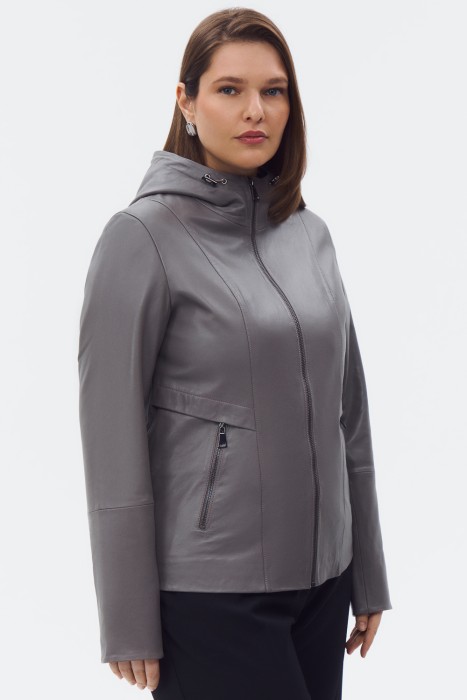 кожаная куртка с капюшоном по цене 20150 руб вид справа