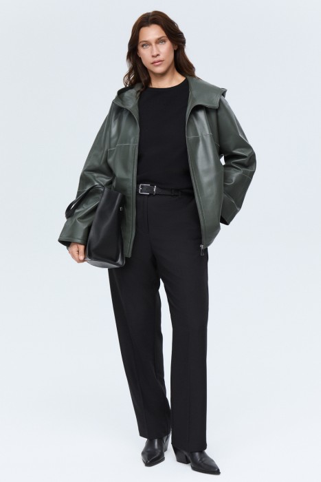 кожаная куртка с капюшоном 826606003 фотография