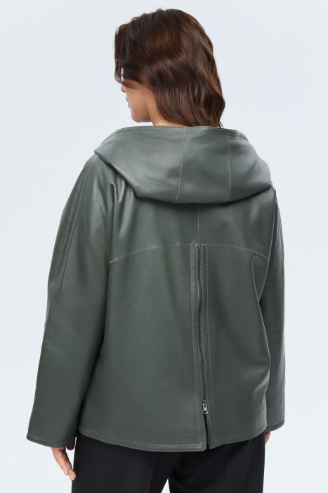 кожаная куртка с капюшоном по цене 20710 руб вид справа