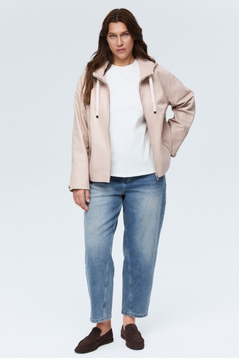 кожаная куртка с капюшоном 826604003 фотография