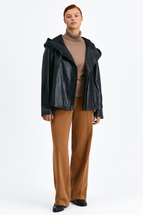 кожаная куртка с капюшоном 773190003 фотография