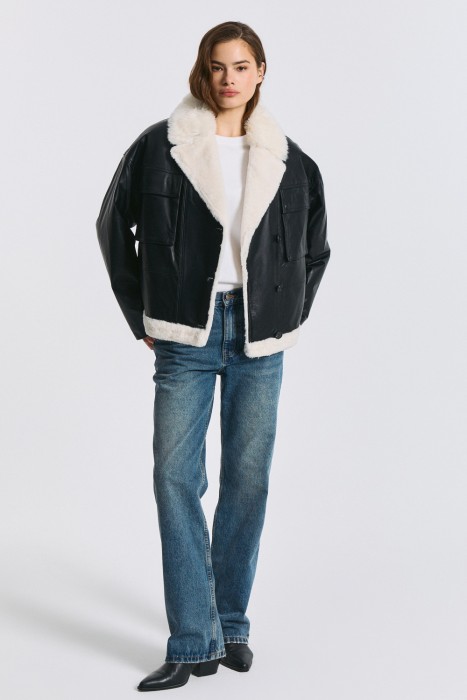 кожаная куртка с меховой отделкой 796476003 фотография
