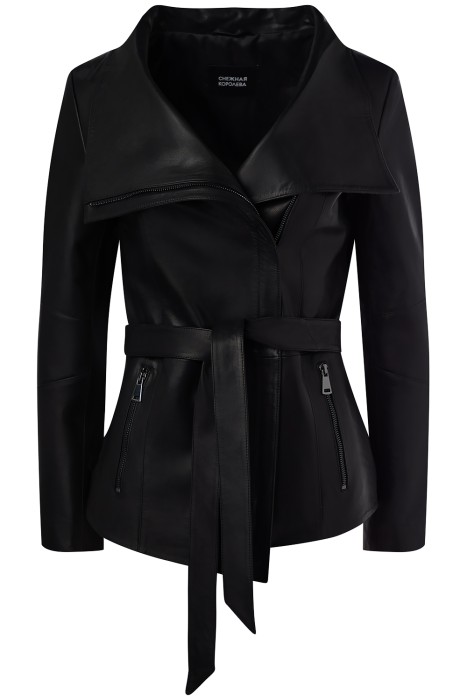 кожаная куртка с поясом 818432003 фотография