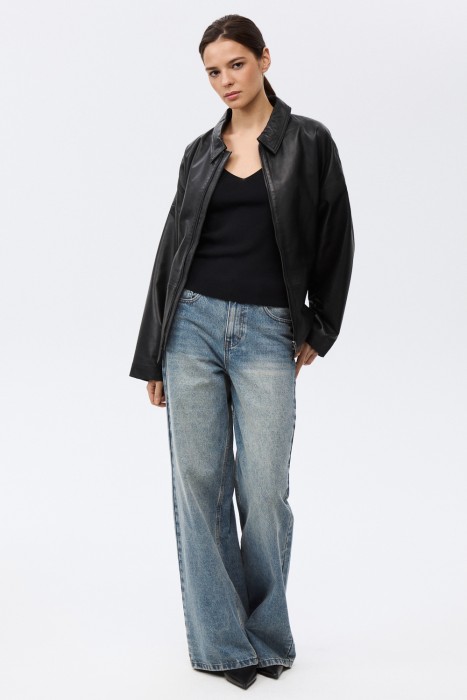 кожаная куртка с поясом 818859003 фотография