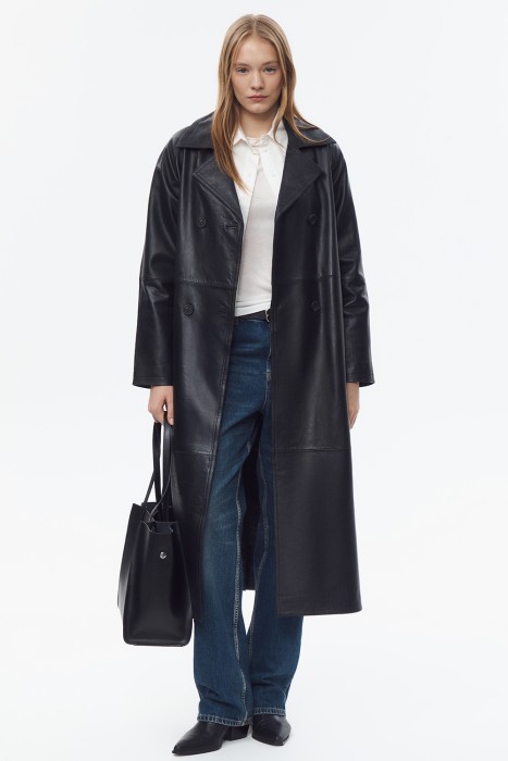 кожаный плащ с поясом 802546003 фотография