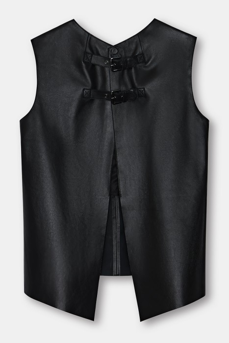 кожаный топ с открытой спиной из россии вид сбоку