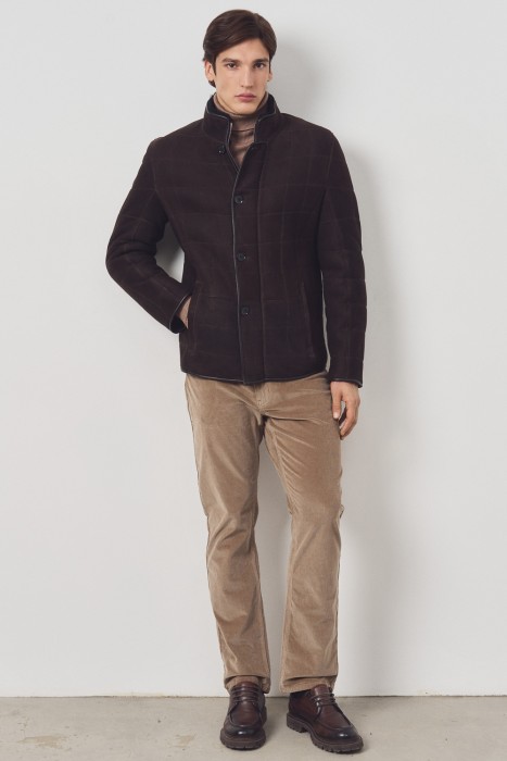 куртка-дубленка из овчины из россии вид сбоку