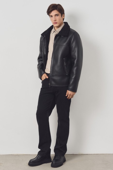 куртка из искусственной кожи из россии вид сбоку