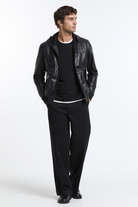 куртка из натуральной кожи с капюшоном 777485003 фотография