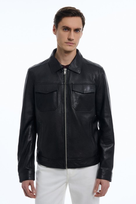 куртка из натуральной кожи от бренда снежная королева вид слева