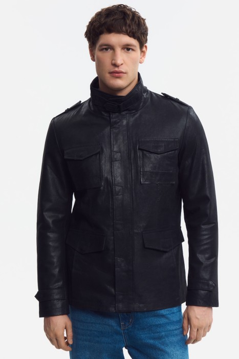 куртка из натуральной кожи от бренда снежная королева вид слева