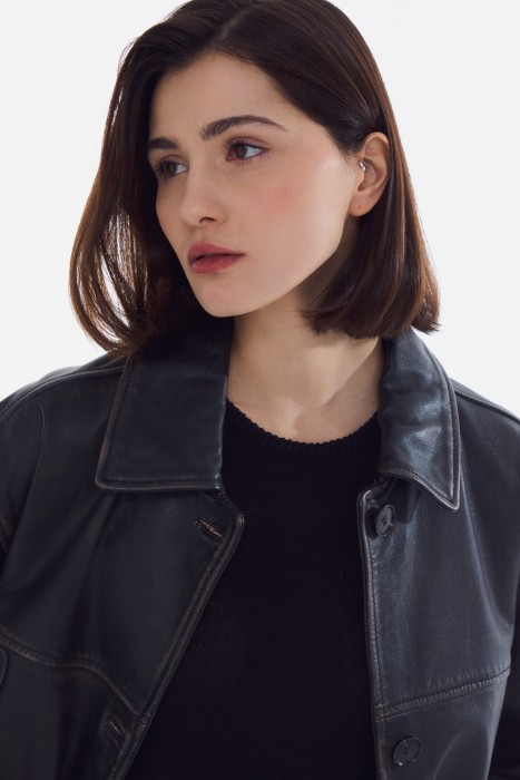 куртка из натуральной кожи из россии вид сбоку