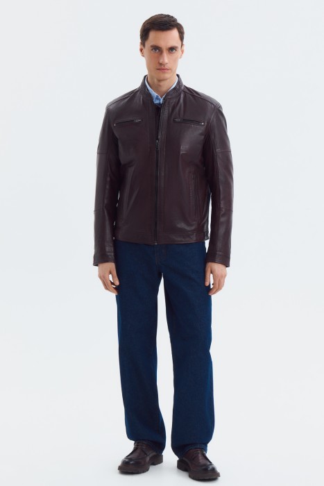 куртка из натуральной кожи от бренда снежная королева вид слева