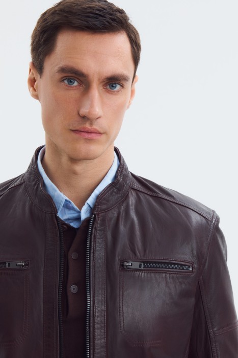 куртка из натуральной кожи из россии вид сбоку