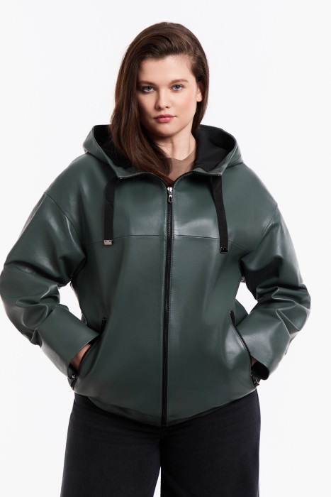 куртка из натуральной кожи от бренда снежная королева вид слева