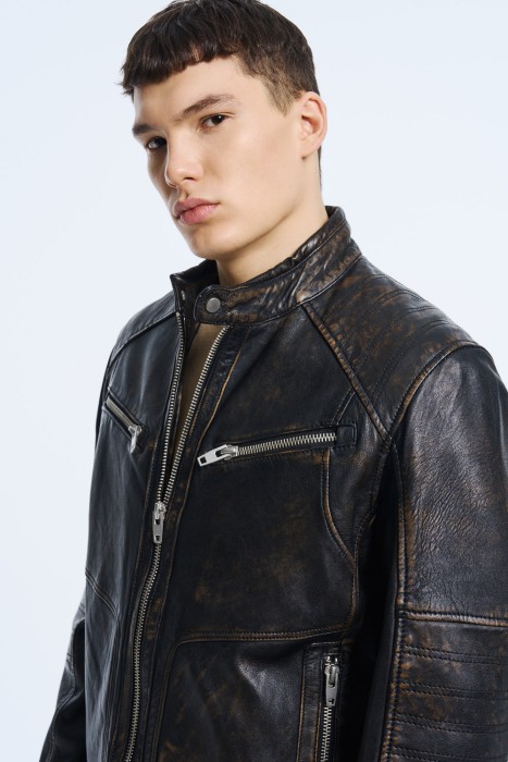 куртка из натуральной кожи из россии вид сбоку