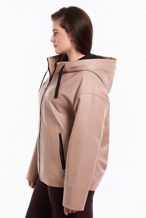 куртка из натуральной кожи от бренда снежная королева вид слева