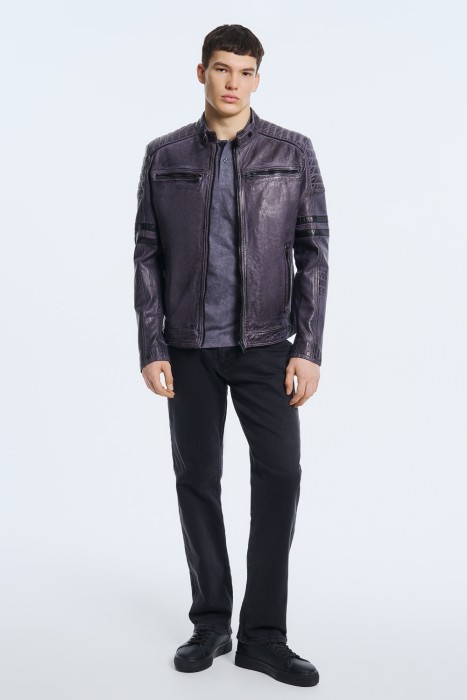 куртка из натуральной кожи от бренда снежная королева вид слева