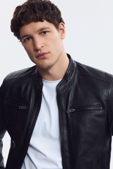 куртка из натуральной кожи из россии вид сбоку