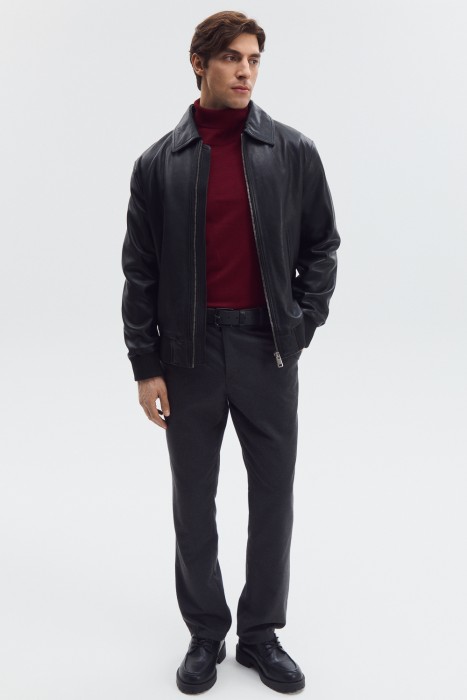 куртка из натуральной кожи от бренда снежная королева вид слева